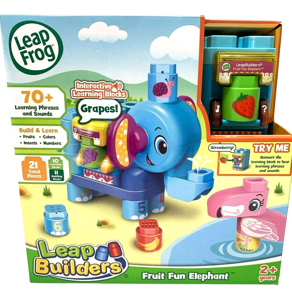 LeapFrog LeapBuilders Fruit Fun Elephant 21 Pieces Build & Learn 2+ Years New